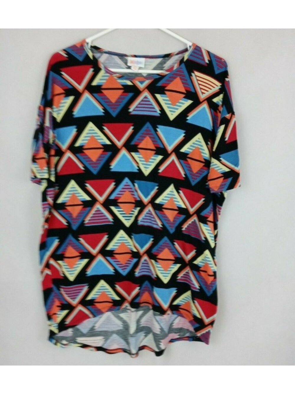 LuLaRoe Irma Tunic Black With Multicolor Triangles Design Size XXS